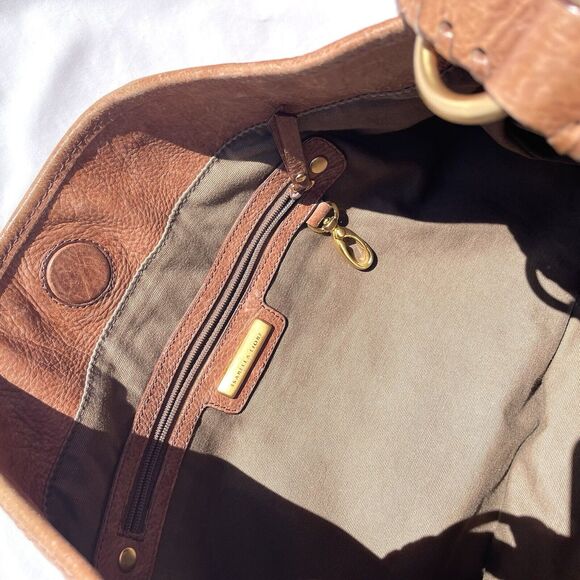 Isabella Fiore Brown Leather Hobo Bag Satchel Purse Braided Detail - Picture 9 of 11